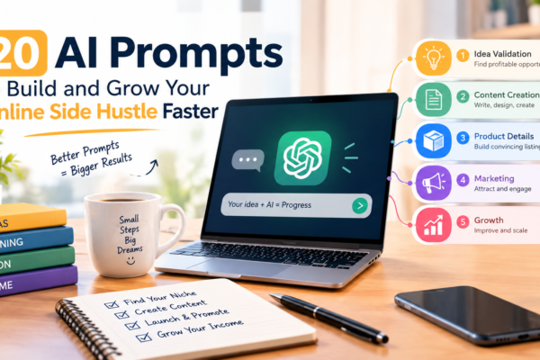 20 AI Prompts to Build and Grow Your Online Side Hustle Faster